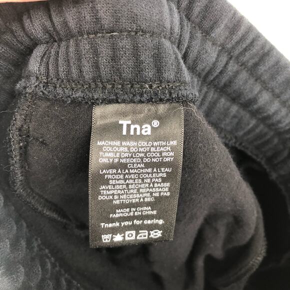 TNA Womens Cozy Fleece Perfect Sweatpants Small Black Drawstring Jogger - Picture 8 of 9